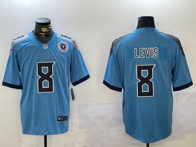 Men Tennessee Titans #8 Levis Light Blue 2024 Nike Vapor Limited NFL Jersey style 1